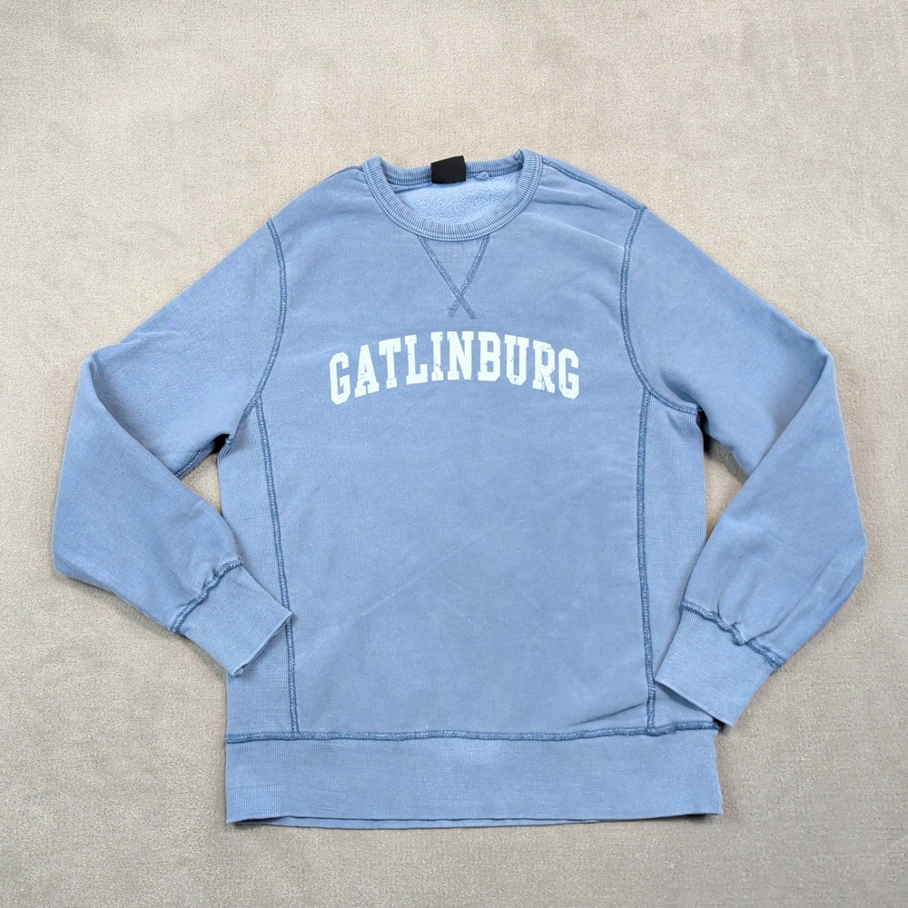 Valani Vintage Gatlinburg Sweatshirt Medium Blue Cotton Blend Collegiate Faded